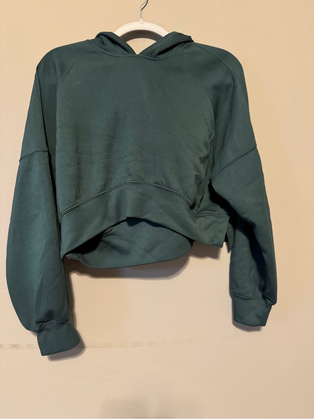 Cropped Hooded Sweatshirt in Deep Teal